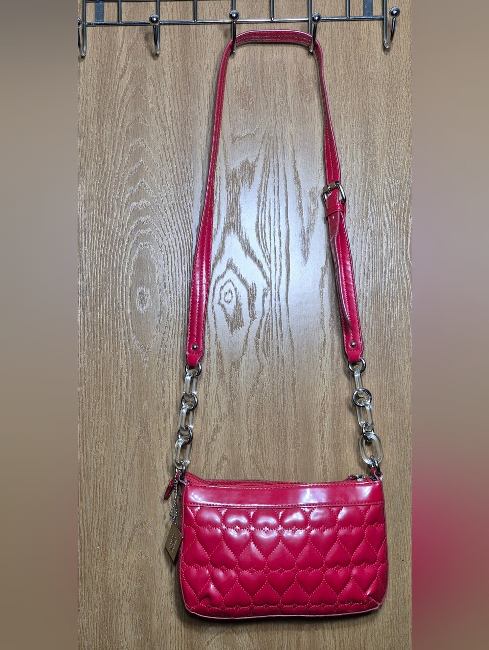 Lulu Guinness Red Heart-Shaped Quilted Crossbody Bag